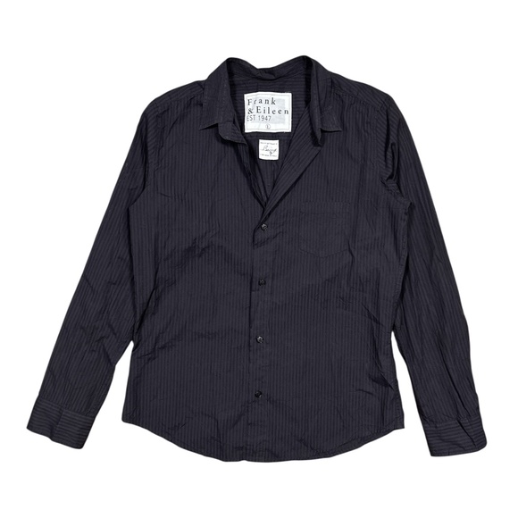 Frank & Eileen Barry Tailored Button Up Striped Black Shirt Womens Large - Picture 1 of 8